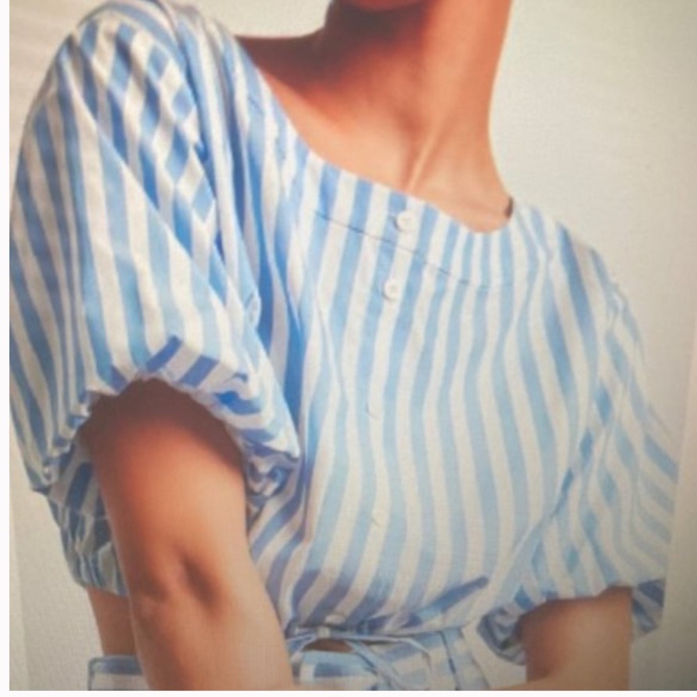 STAUD Ellington SEA Stripe 100% Cotton Crop Top